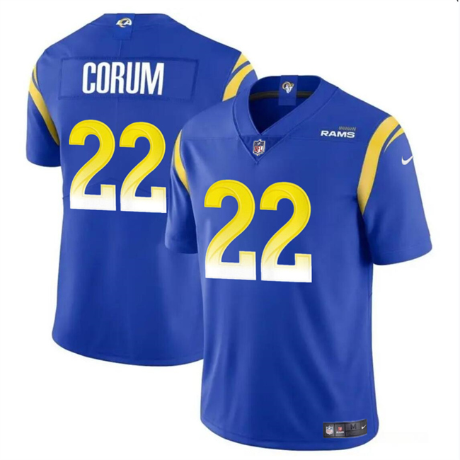 Men's Los Angeles Rams #22 Blake Corum Blue 2024 Draft Vapor Untouchable Stitched Football Jersey